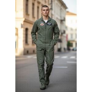 USAF Aramid Flight Coveralls 42L Military Green Flame Resistant